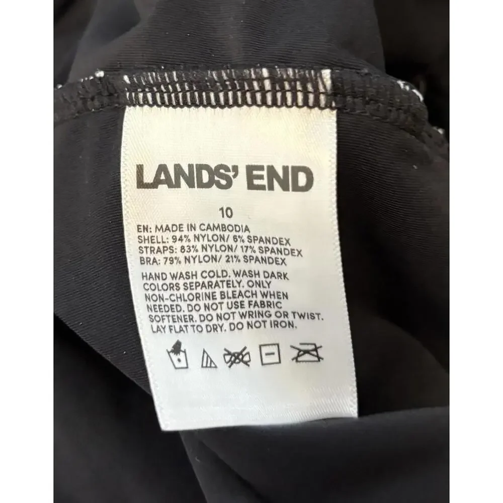 Lands End Tankini Zigzag Stripe 10 Black White X Back 1860 - Picture 5 of 5